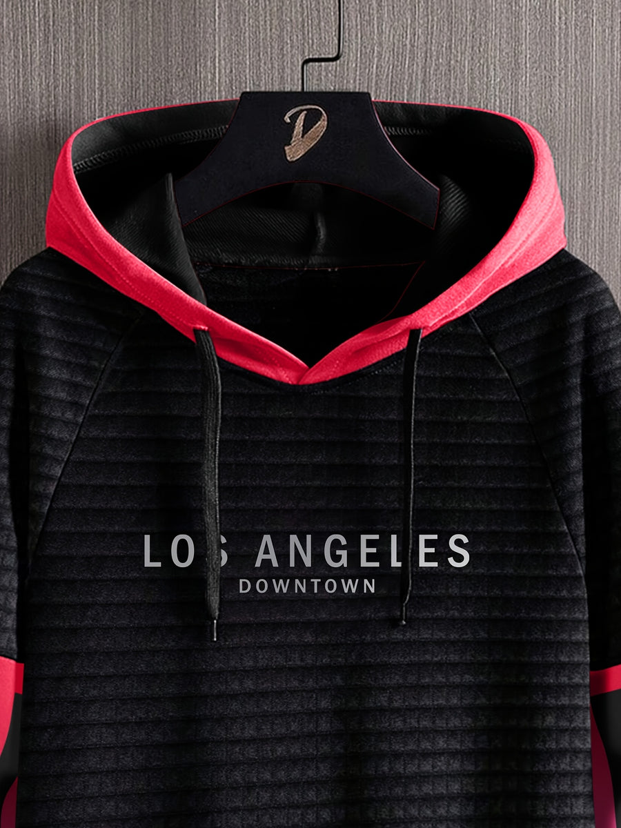 Men'S Fashion Hoodie Sweatshirt - Black Crash Red