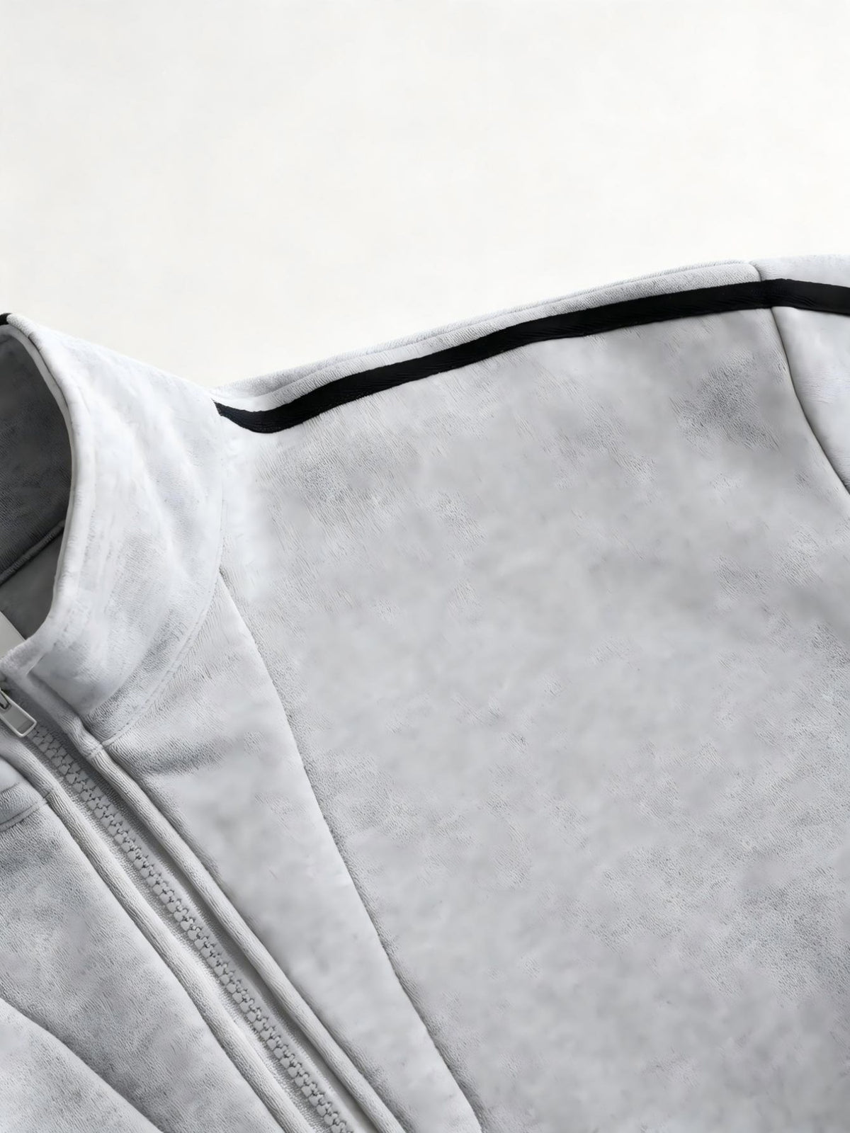 Men's Sporty Casual Half-Zip Stand Collar Sweatshirt, Thickened Polyester Fiber, Wear-Resistant and Non-Deforming, with Contrast Color Stripes on the Sides, Side-Seam Pockets, Loose Fit Long Sleeves, Versatile Solid Color Basic Top for Fitness Spring - Light Twist Gray