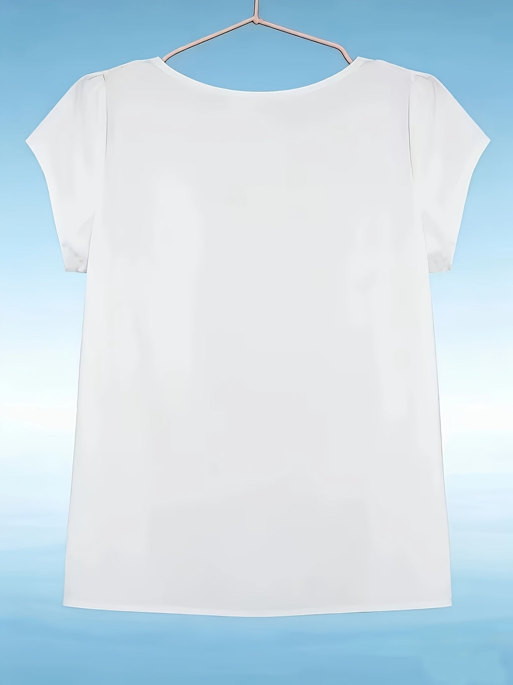 Elegant Fashion Solid Color Round Neck Top for Women - White