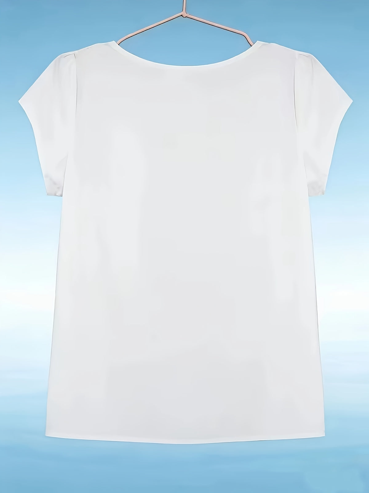 Elegant Fashion Solid Color Round Neck Top for Women - White