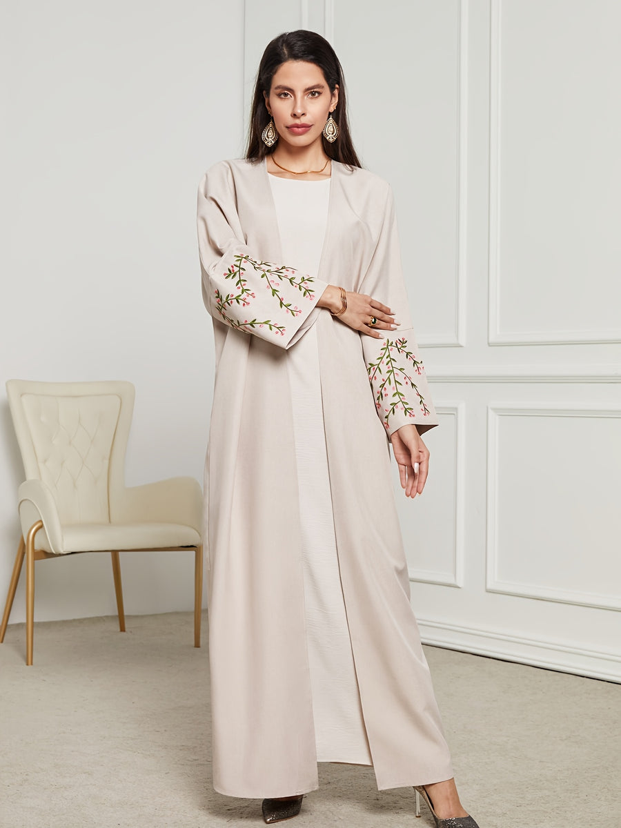 Muslim Middle Eastern Fashion Elegant Cardigan Robe - Beige