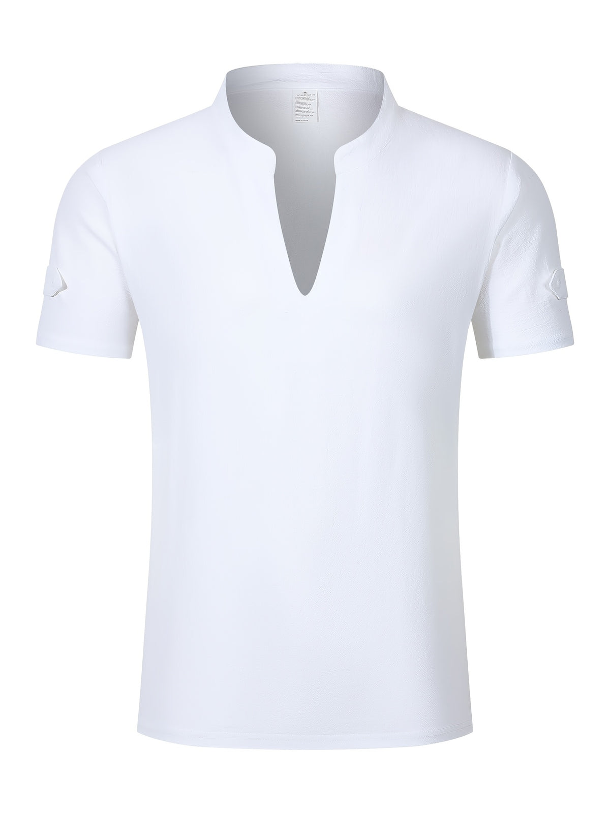 Men's Solid Color V-Neck Short Sleeve T-Shirt, Summer Casual Breathable Solid Color Top, Simple Fashionable Trendy Men's Clothing - White
