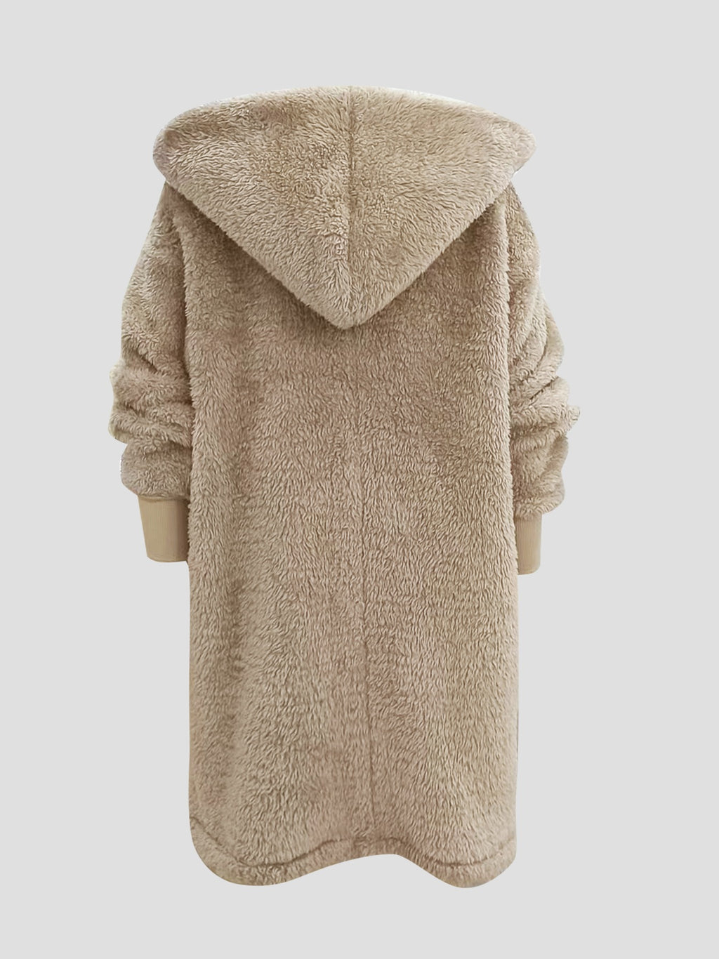 Fashion Women'S Wear Versatile Casual Hooded Faux Coat, Long Sleeve Ribbed Cuffs with Patchwork Decoration, Button-Up Casual Jacket, Autumn Winter Spring Fashion Faux Coat, Outdoor Fashion Casual Faux Coat - Khaki
