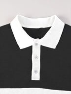 Men'S Casual POLO Shirt with Color Block Design | Button Collar, Loose Fit, Machine Washable, Ideal for Leisure and Gifts - Black