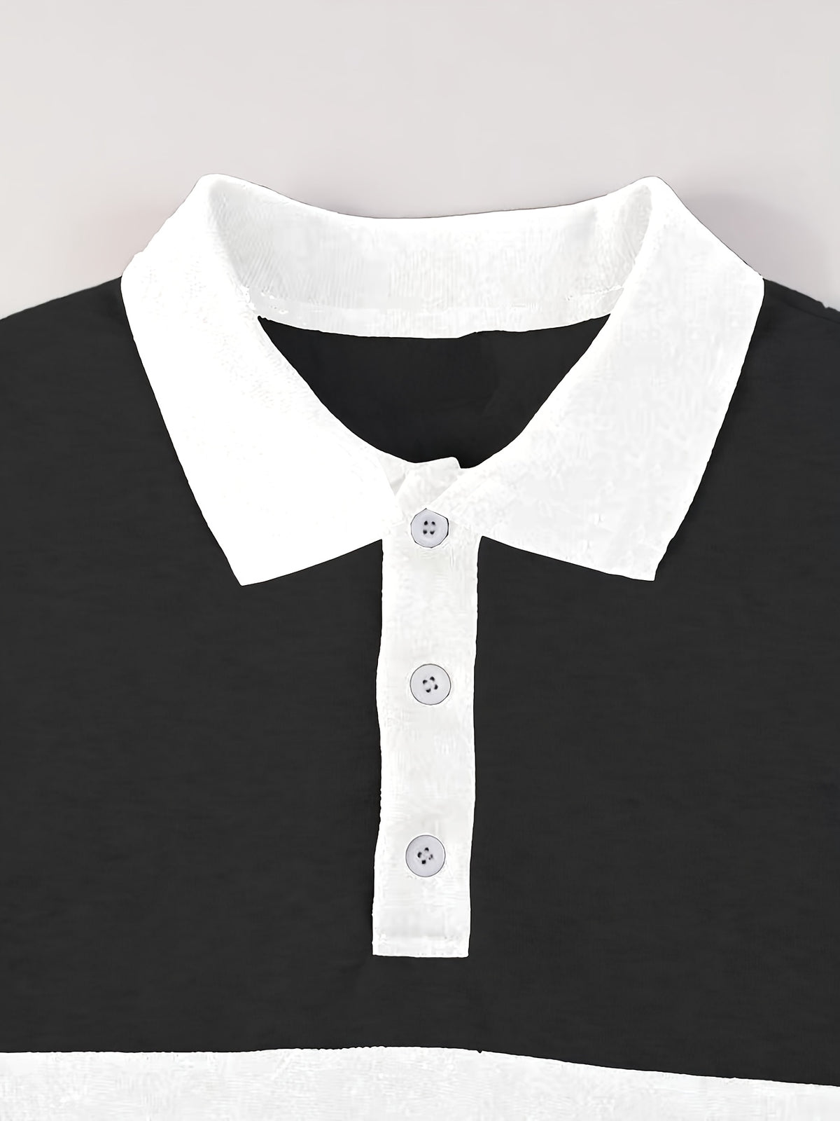 Men'S Casual POLO Shirt with Color Block Design | Button Collar, Loose Fit, Machine Washable, Ideal for Leisure and Gifts - Black