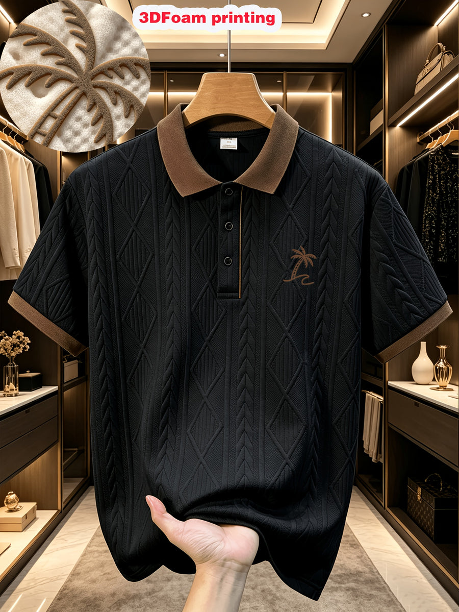 39-FP014 New High-Quality Men's Short-Sleeve Lapel Polo Shirt, Comfortable and Skin-Friendly, Three-Dimensional Cut, Simple Business Casual Style, Suitable for Summer Vacations and Daily Commutes - Black