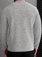 [Shu Le Shui OBM] Spring And Autumn New Men'S Sweatshirt Pullover Jacquard Fabric Sports Casual Outdoor Jogging Fitness Training Long Sleeve Sweatshirt - Black