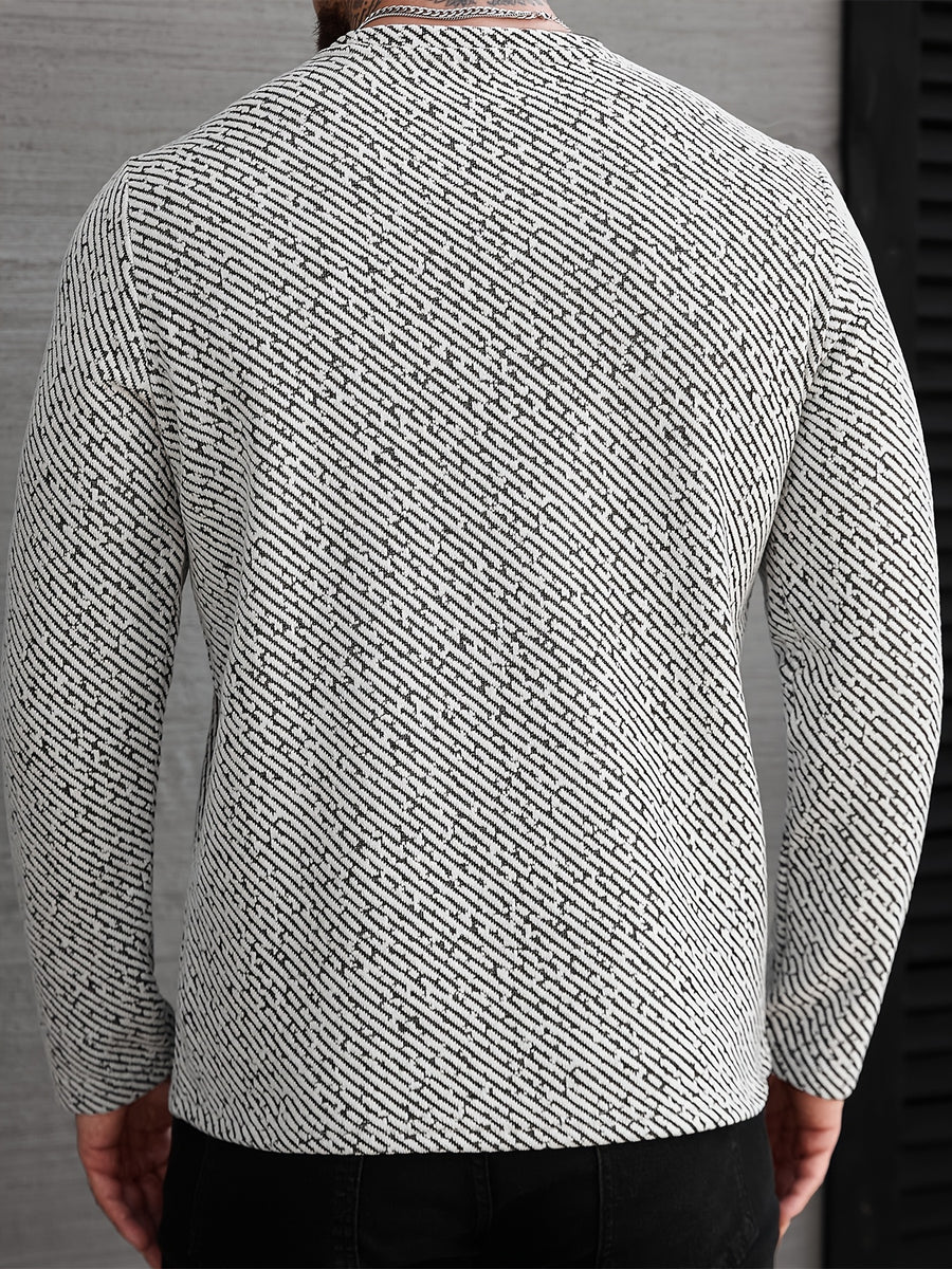 [Shu Le Shui OBM] Spring And Autumn New Men'S Sweatshirt Pullover Jacquard Fabric Sports Casual Outdoor Jogging Fitness Training Long Sleeve Sweatshirt - Black