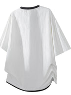 American Faux Two-Piece V-Neck Short Sleeve T-Shirt for Men, Spring Summer All-Match Trendy Couple Wear Loose Casual Short Sleeve Inner Layer, Casual Round Neck with Appropriate Neckline for Inner And Outer Wear - White