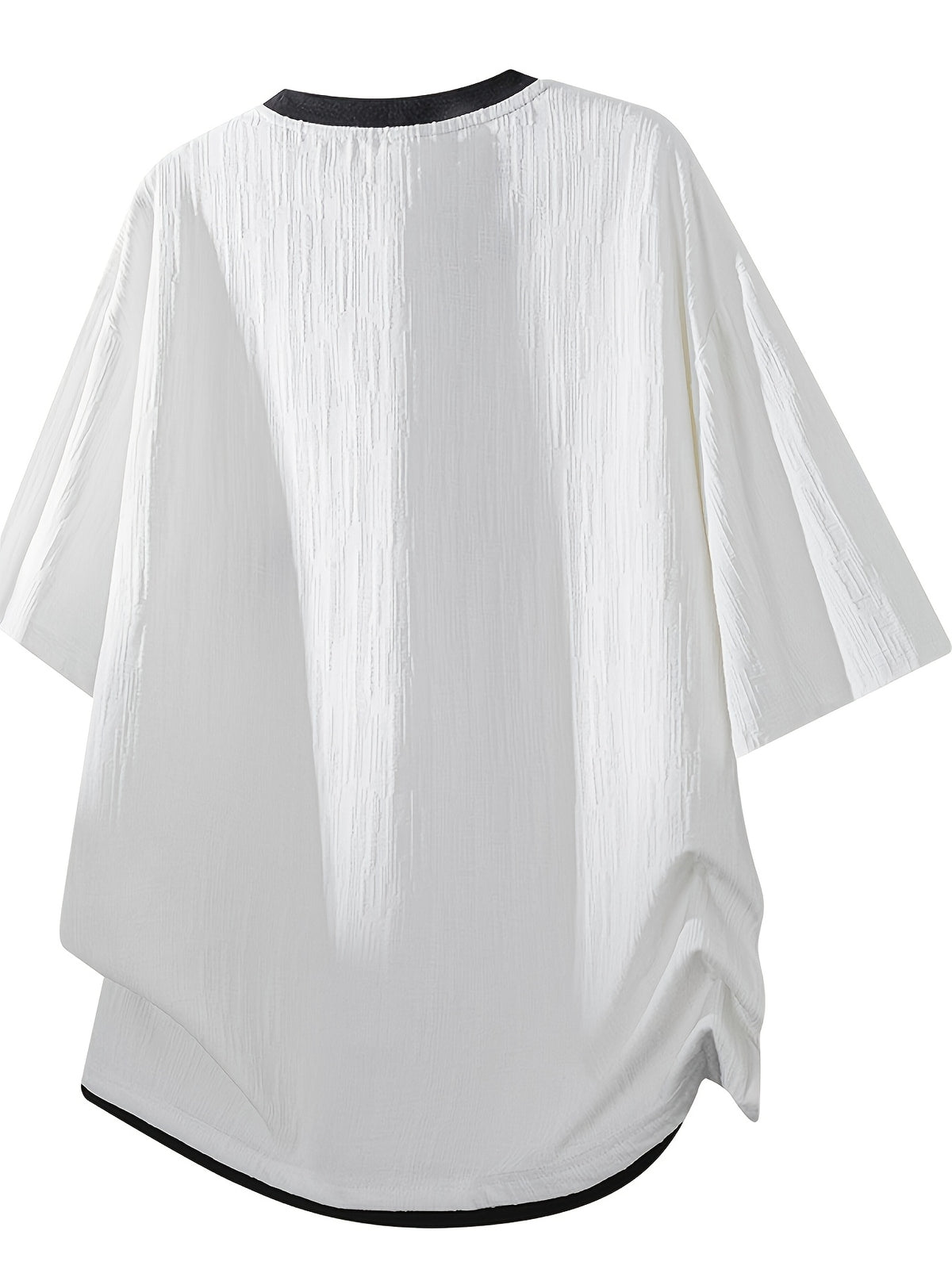 American Faux Two-Piece V-Neck Short Sleeve T-Shirt for Men, Spring Summer All-Match Trendy Couple Wear Loose Casual Short Sleeve Inner Layer, Casual Round Neck with Appropriate Neckline for Inner And Outer Wear - White