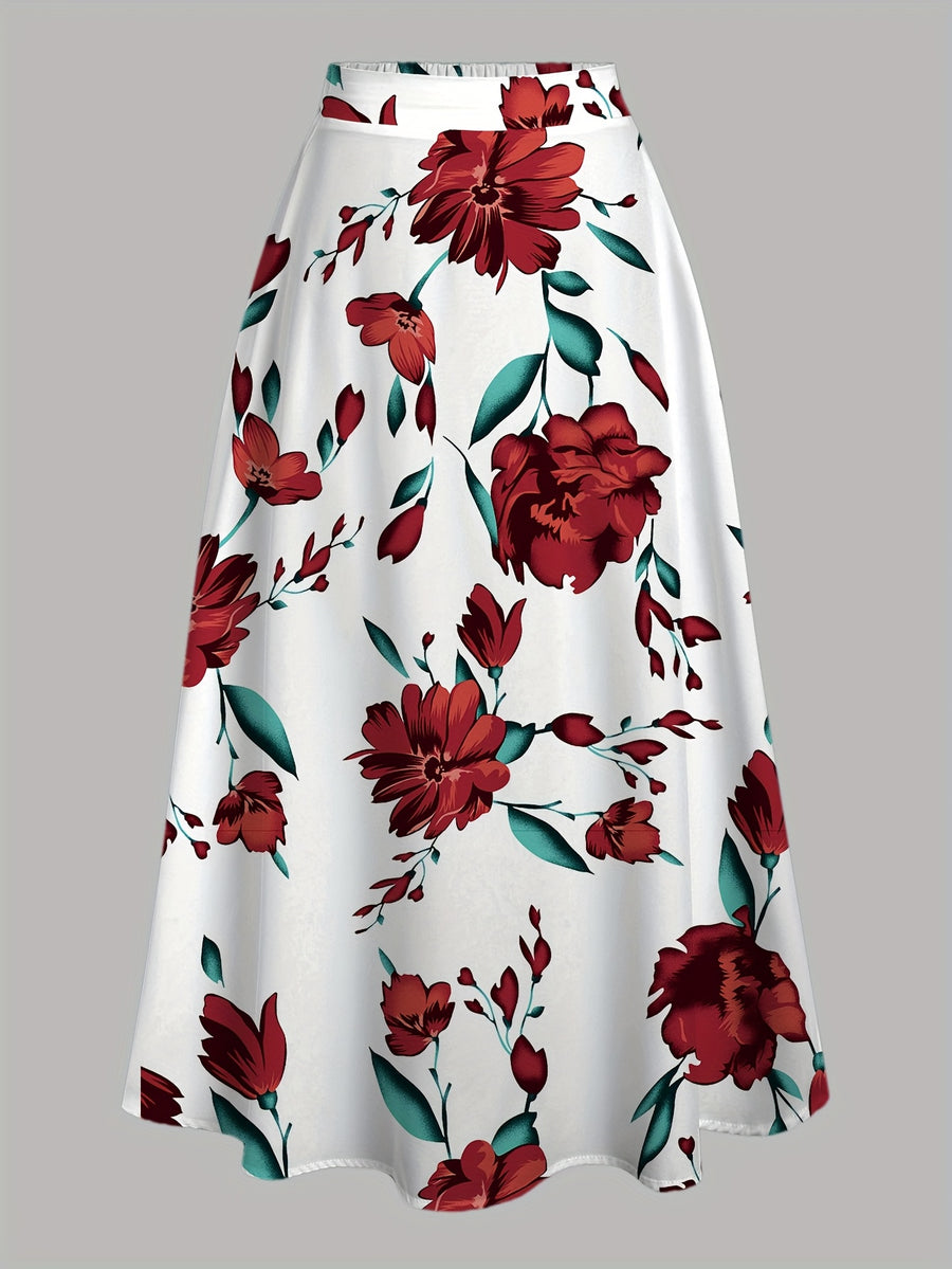 Summer Women'S Bohemian Print Midi Skirt, Stretchable Elastic Waist Casual Skirt - Multicolor 2
