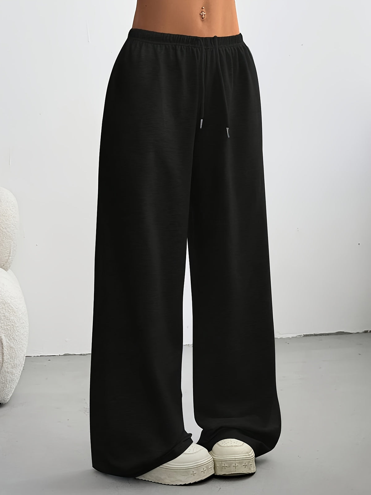 3pcs (3pcs) Women's Wide-Leg Athletic Sweatpants - Elastic Drawstring Waist Wide-Leg Trousers, Loose-Fit Medium-Stretch Pants Suitable for Gym,, Casual Attire, Machine Washable Spring Summer Fall Workout Bottoms - Black+white+light Gray
