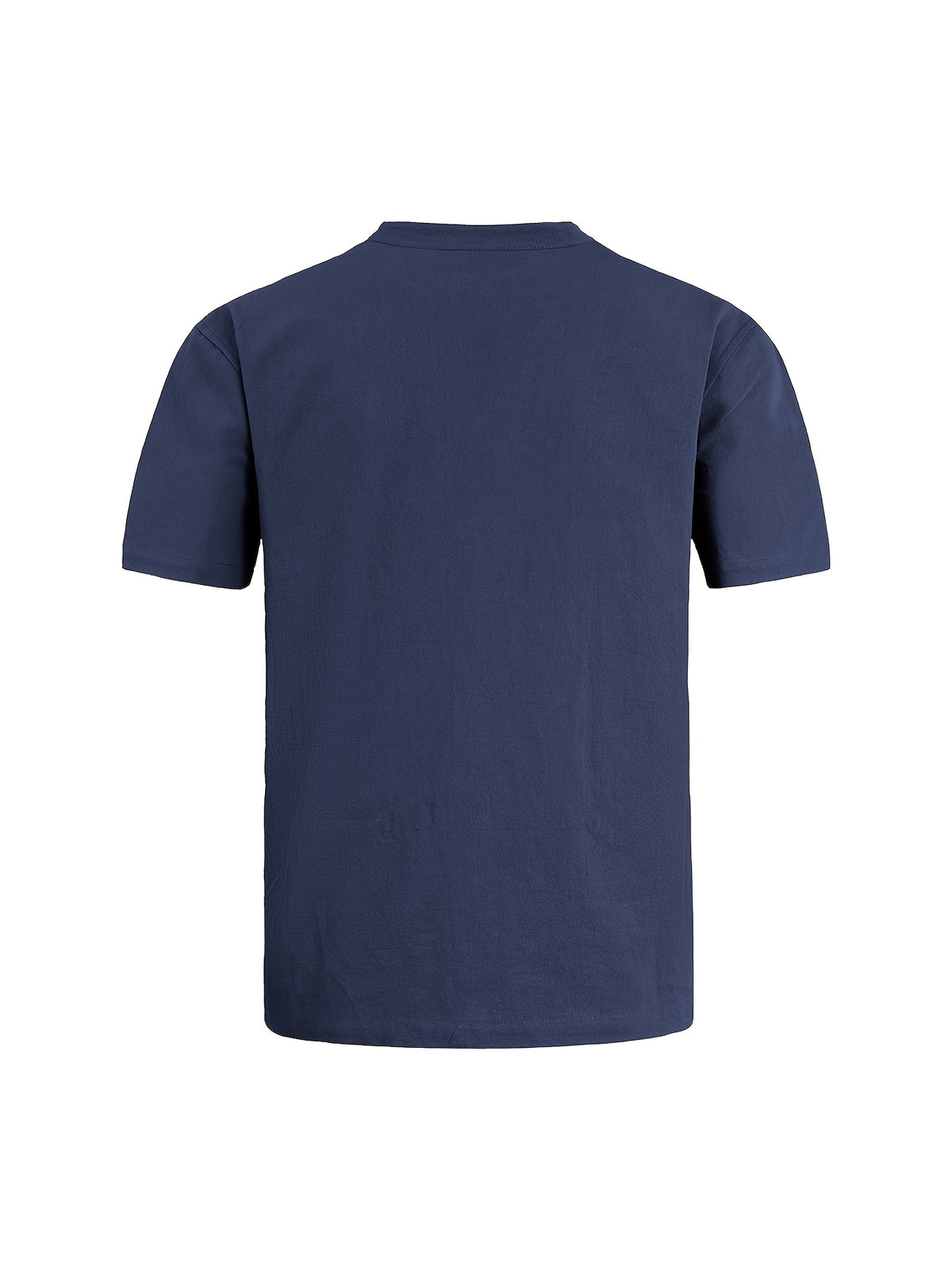 Men'S Minimalist Summer Casual Shirt, Linen Texture Short Sleeve Stand Collar V-Neck Pullover, Soft And Breathable, Loose Fit, Suitable for Business Casual, Vacation, Weekend Gatherings, And More - Navy 1 piece