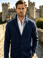Early Autumn British Vintage Gentleman Style Men's Sweater Cardigan Coat, Suitable for Commuting, Daily Outings, and Parties - Deep Blue