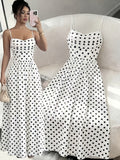 Trendy, Women'S Elegant Polka Dot, Regular Print Summer Dress - White