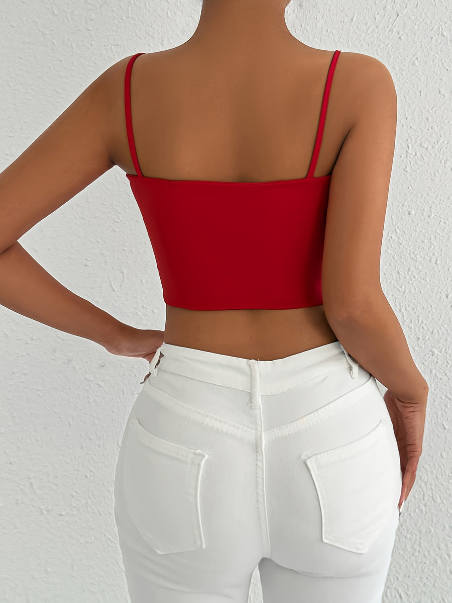 European and American Summer Sexy Versatile Camisole Top, Cross-Border New Crop Top, Can Be Worn Outdoors, Ultra-Short Top - Red