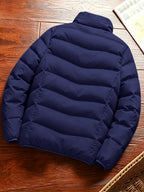 Men'S Autumn Winter Jacket - Zippered Winter Coat with Stand-Up Collar, Comfortable And Warm Casual Outerwear, Layering Essential for Cold Weather - Machine Washable - Blue/Black/Yellow, Versatile Fashion Piece for Daily Casual/Party Entertainment - Blue
