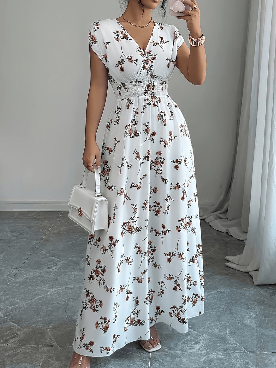Fashionable and Elegant Mid-length Floral Print Wrap Dress for Women 612 - Multicolor