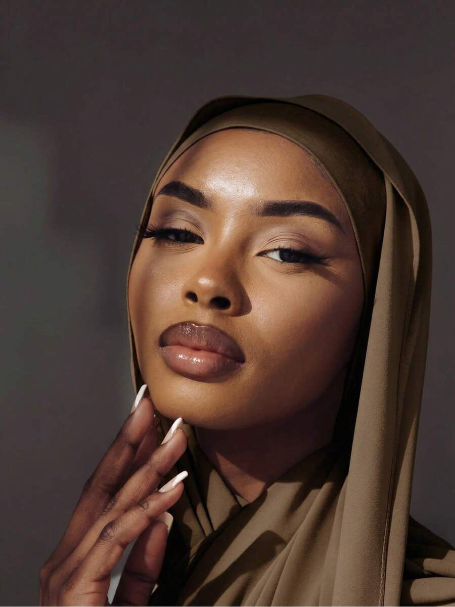2pcs/Set FONSAF Women' Chiffon & Tube Cap - Solid Color Muslim Headscarf with Jersey Inner Cap, Breathable Chiffon Suitable for Prayer, Work, Daily Wear, Conservative for All Seasons, Suitable for Work, Commute, Outing, Party - Khaki
