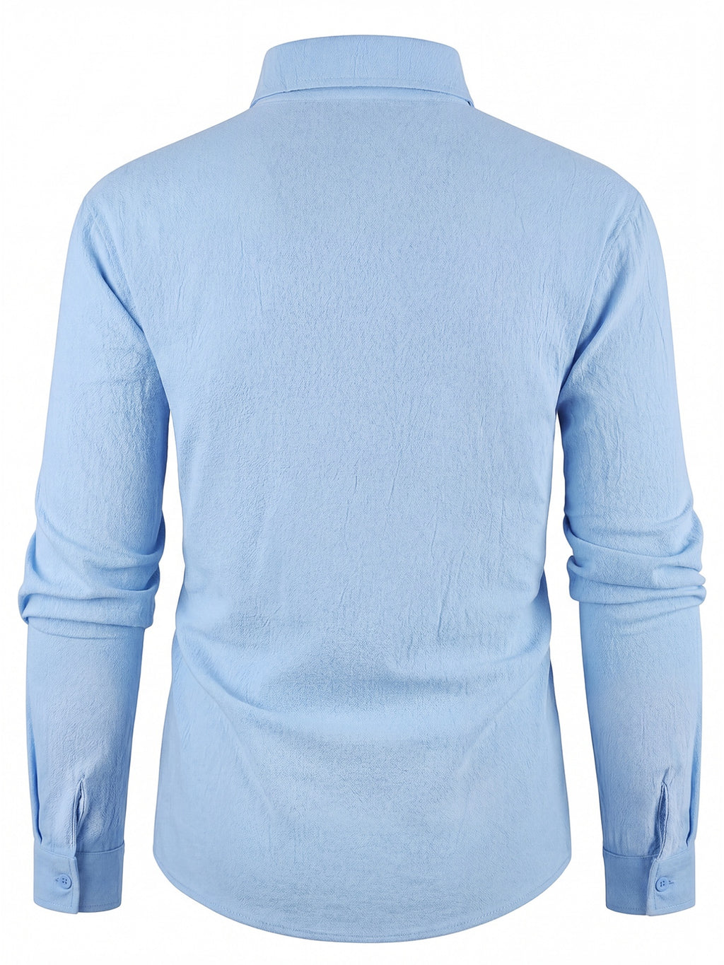Men'S Breathable Linen Long Sleeve Shirt, Minimalist Geometric Print Collared Shirt, Summer Outdoor Vacation Lightweight Top - Light Blue