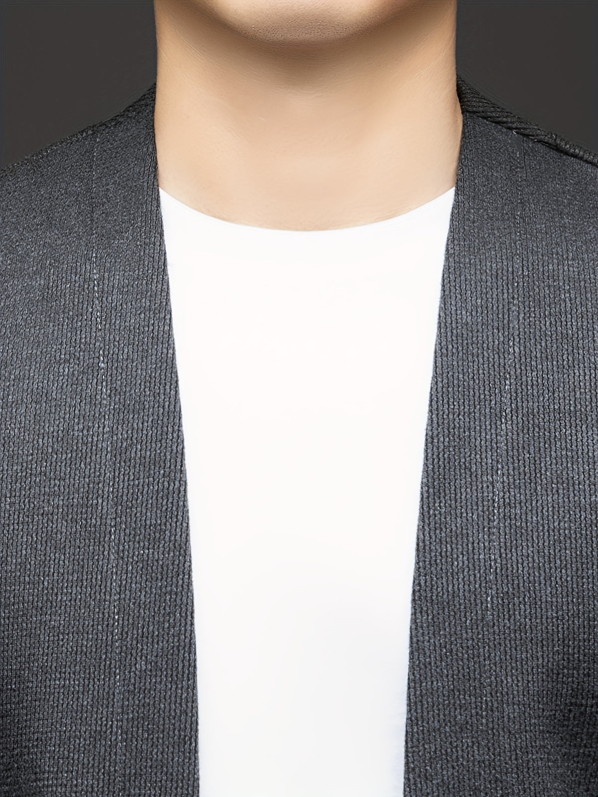 Winter Men'S Sweater, Solid Color, Fleece Lining, Thick, Warm, Comfortable, Home, Commuting, Casual, Versatile, Cardigan Sweater, Men'S K5478339081 - Dark Gray