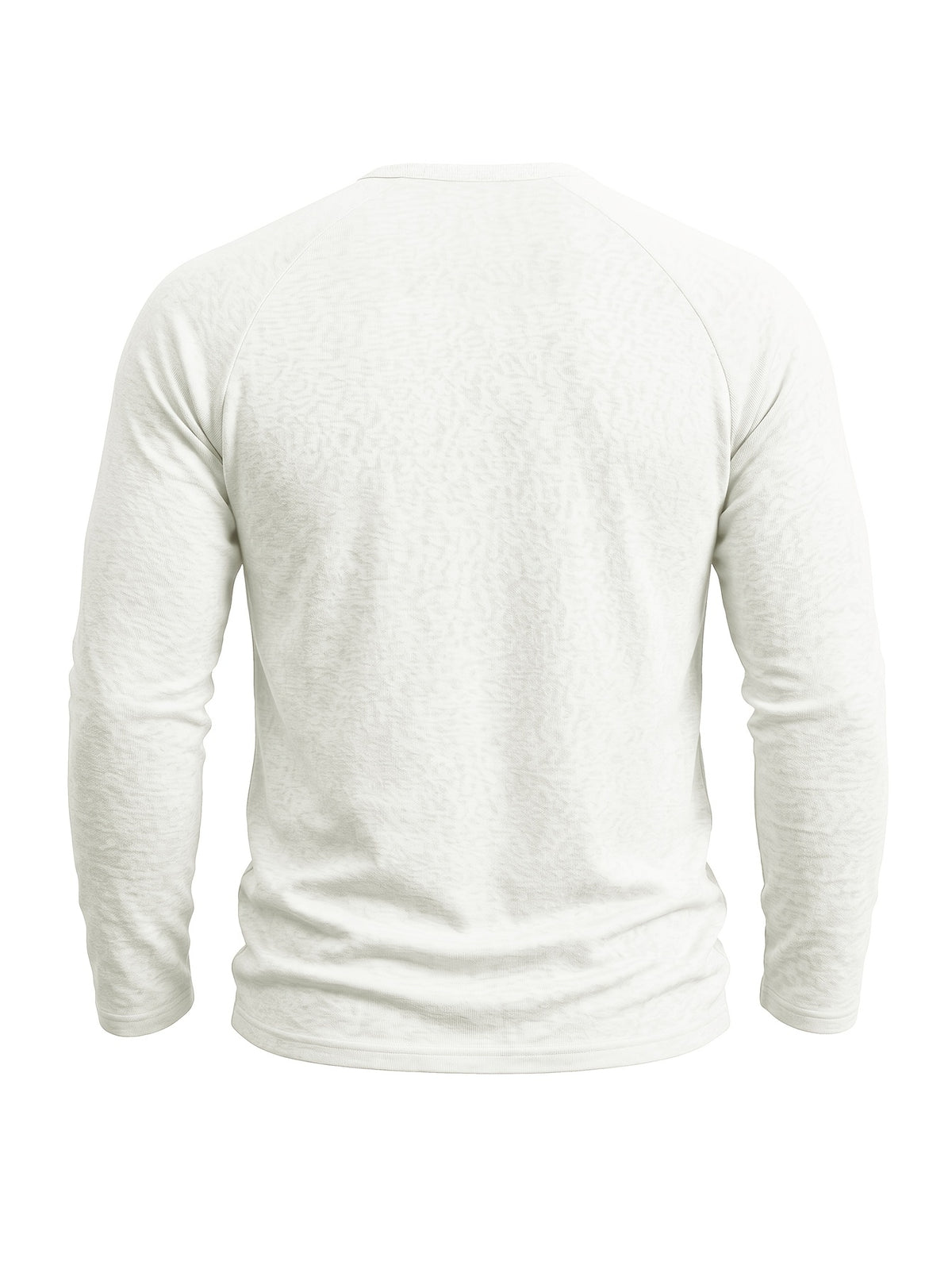 Cross-Border Men's Long-Sleeve Cotton-Linen Crew Neck T-Shirt, European and American Men's Autumn/Winter Pullover Base Layer Top - White