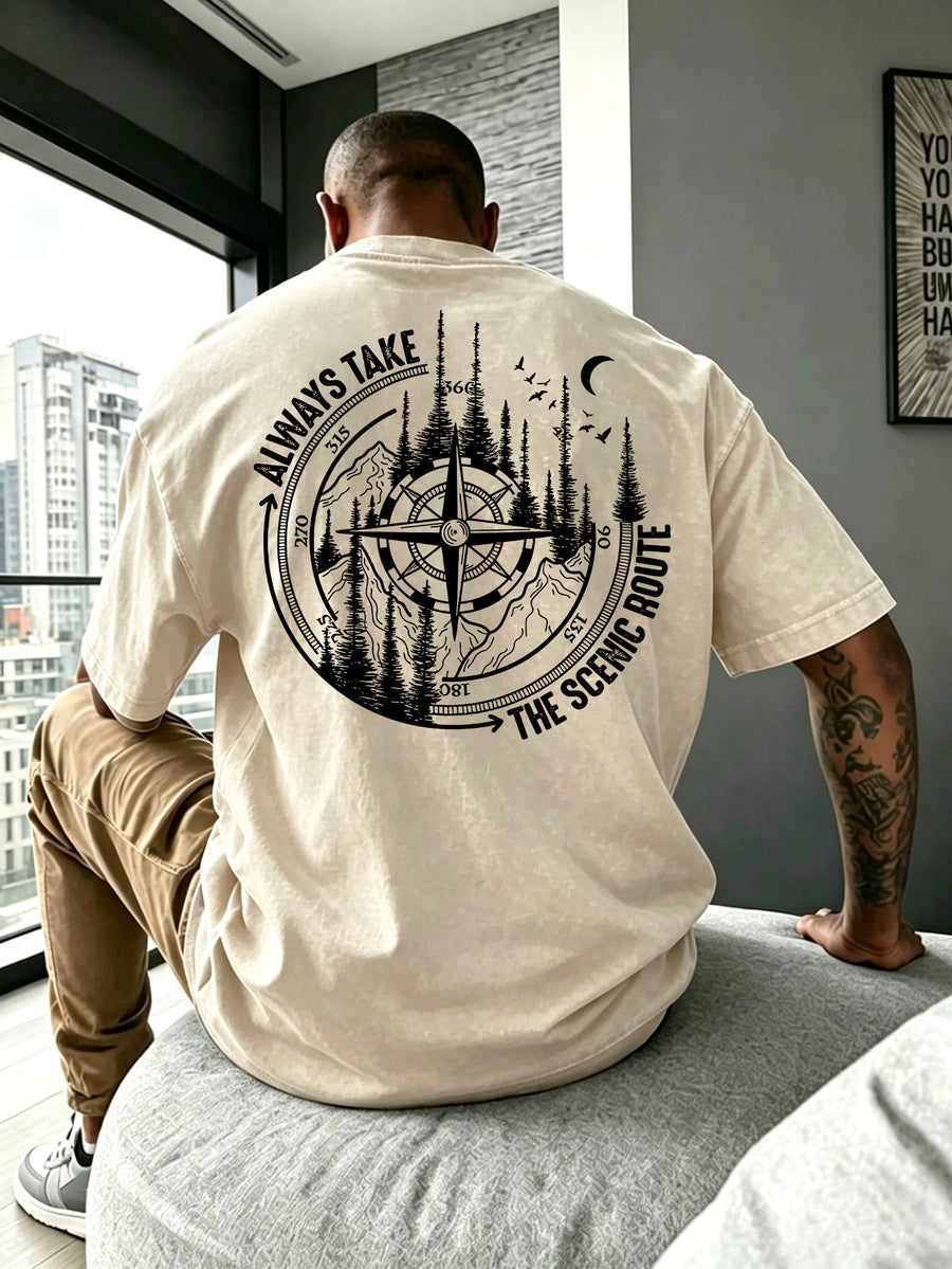 Men Heavyweight Short Sleeve T Shirt Washed Vintage Fashion Print Acid Wash Distressed Grunge Style Pure Breathable Fabric High Street Hip Hop Loose Fit Gym Fitness Workout Tops Casual Clothing 2026 - Apricot