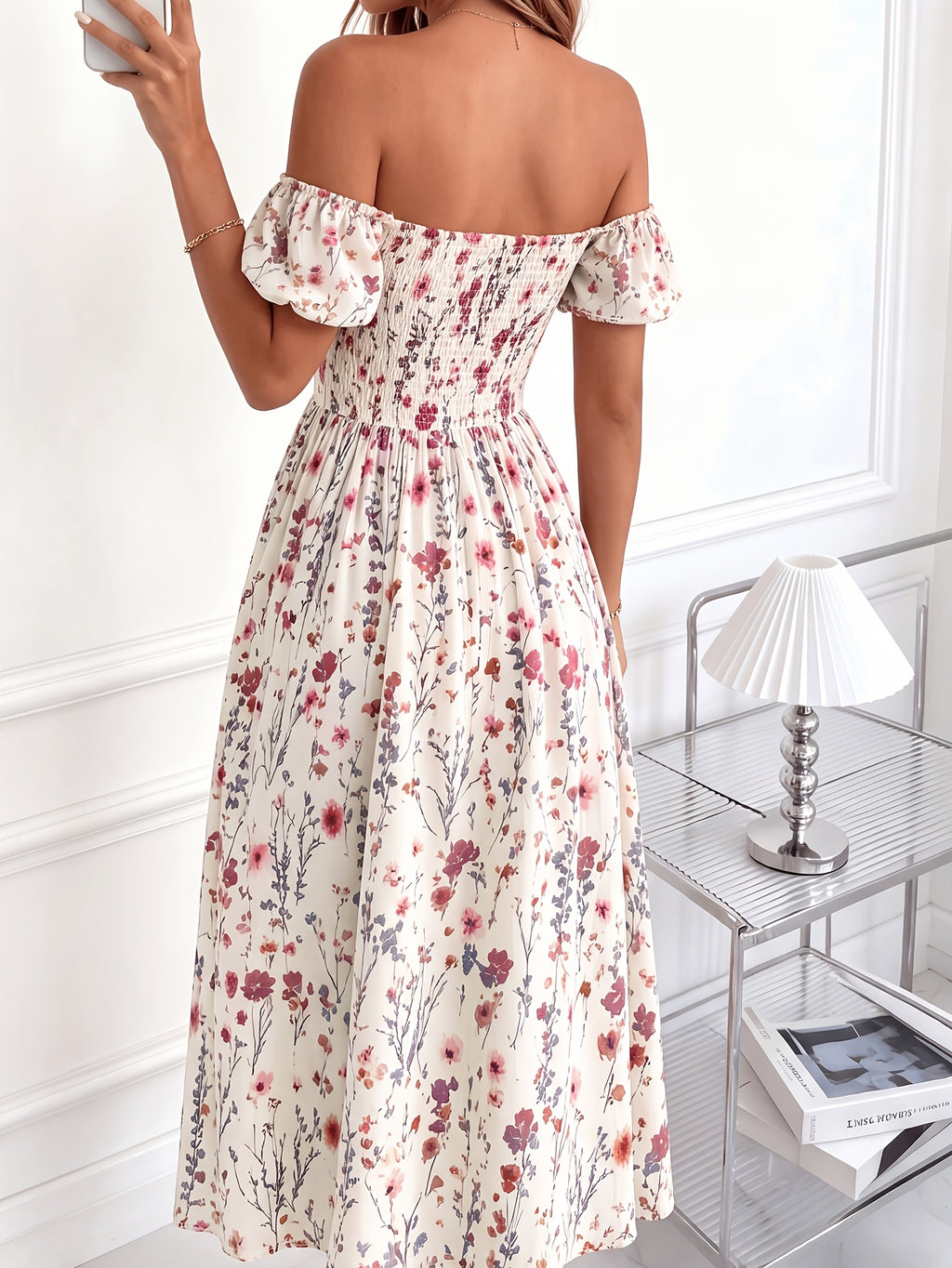 Shangyue Clothing Women'S New Elegant Waist-Cinching Printed Vacation Dress - Red