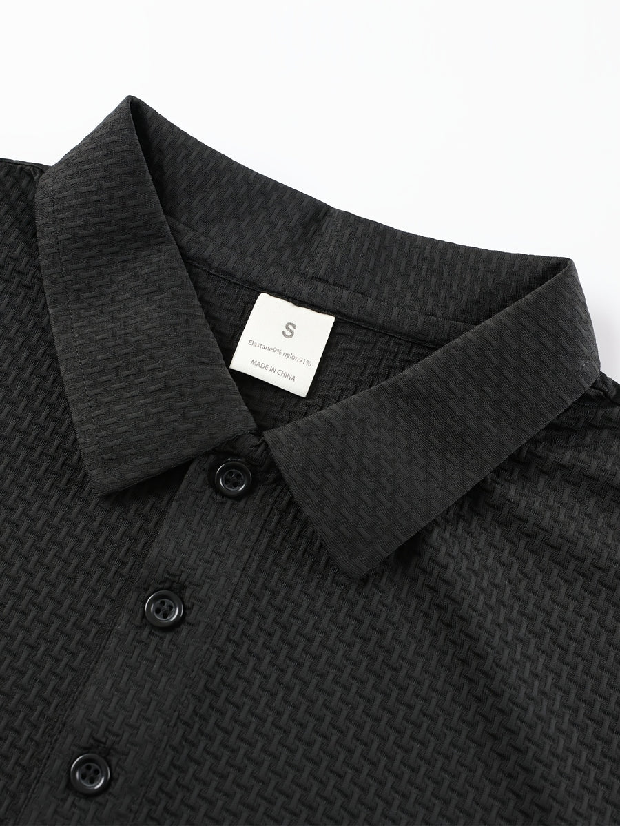Classic Solid Color Short-Sleeve Men'S Polo Shirt, Home Casual Shirt - Black