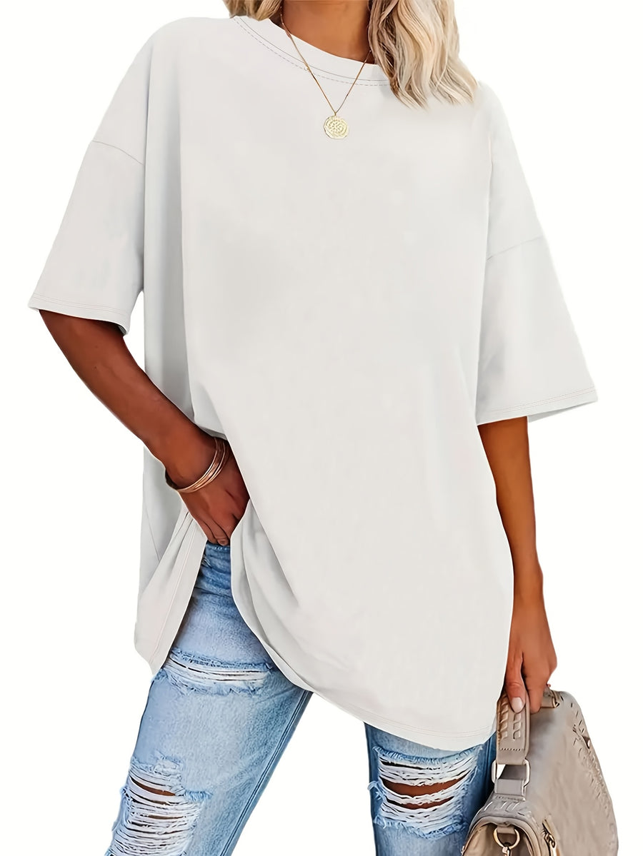 A Very Trendy Solid-color Women's Fashion T-shirt That Is Perfect for Spring and Summer, and Versatile Enough for All Seasons and All Body Types! - White