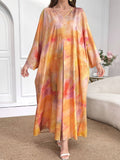 Elegant Arabic Robe Loose Dress - Multicolor