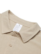 Men'S Thin Textured Linen Shirt, Trendy CHOIZE English Logo Print Loose All-Match Long Sleeve Shirt Top - Apricot