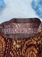 Summer High-End Print Long Dress Pleated Large Swing Skirt - Coffee Brown