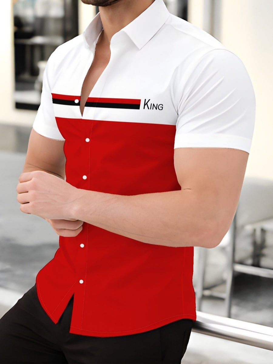 Fashionable and Minimalist Men's Shirt, 3D Printed Men's Summer New Short-Sleeve Shirt - Mixed colors