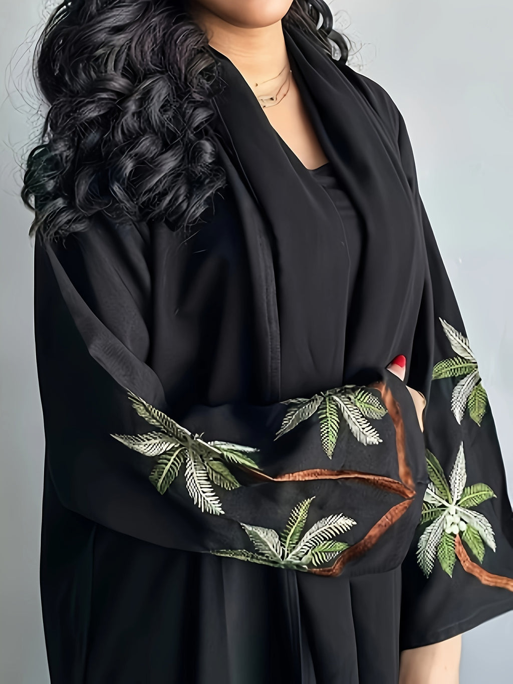 New Stylish And Elegant Embroidered Long Robe Dress for Middle Eastern Muslims During Ramadan 2024. - Black