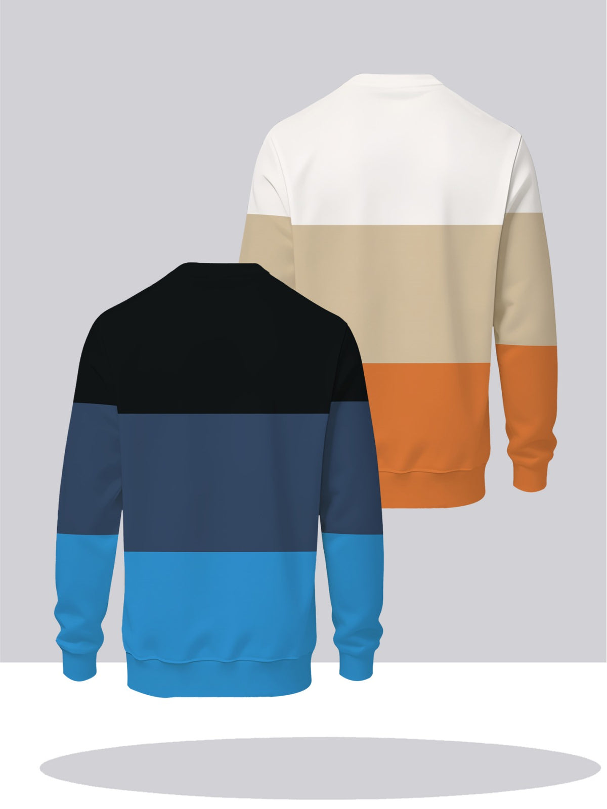 2pcs Men's Crew Neck Sweatshirt - Casual Printed Top, Outdoor Leisure Crew Neck Sweatshirt, Basic Versatile Style with Print - Mixed colors