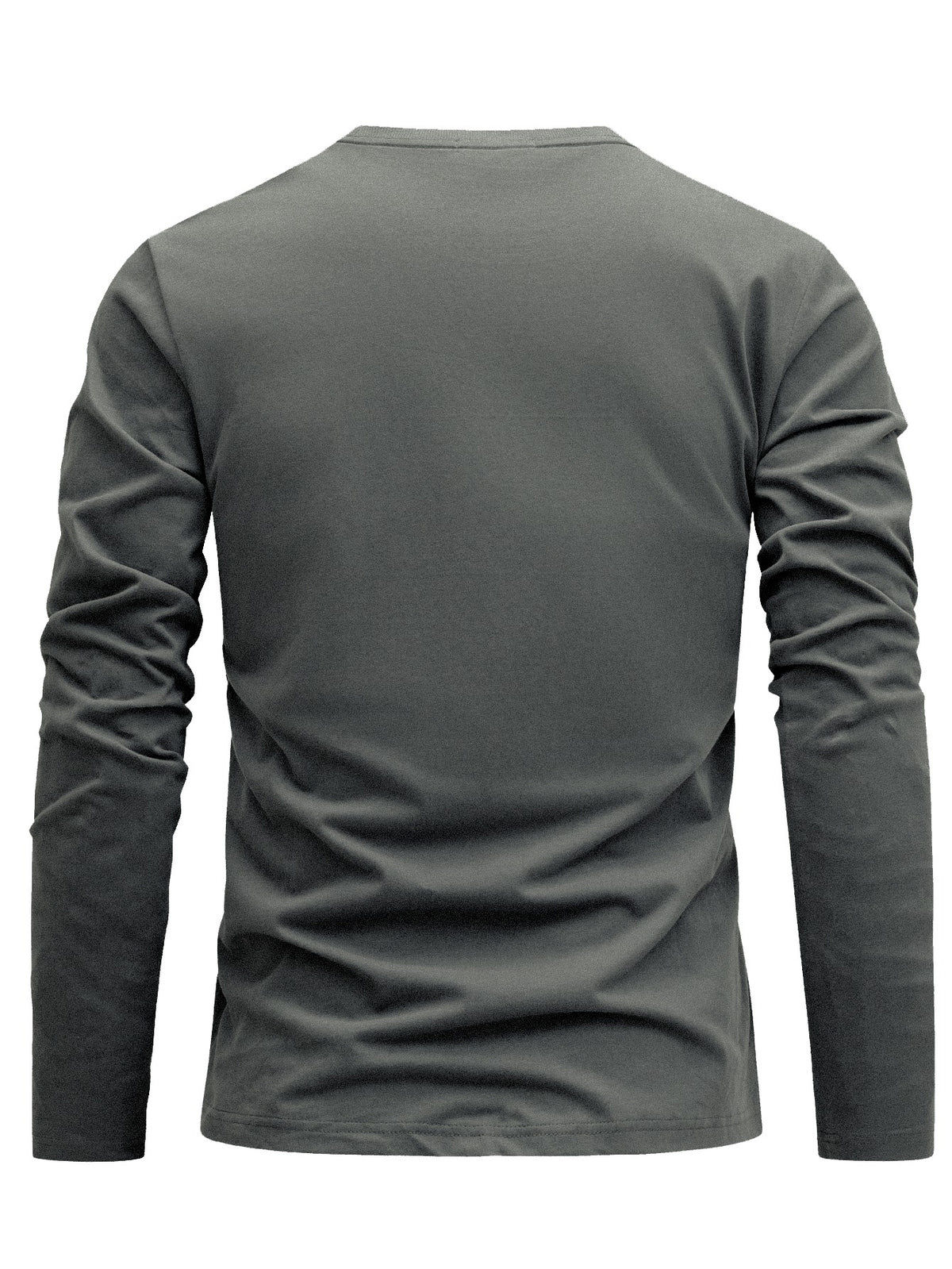 100% Cotton Men's T-Shirt, Spring/Autumn Long Sleeve, Standard Fit, Daily Casual Versatile Top, Fashionable, Elegant, , and Fun Print - Dark Gray