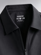 Spring and Autumn Men's Seamless Taped Jacket, Simple Solid Color Seamless Craft Commuter Casual Lapel Outerwear for Middle-Aged and Younger Men's Top - Black