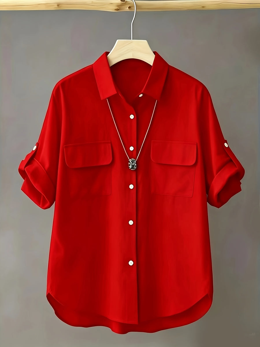 Fashionable Short-Sleeved Shirt - Red