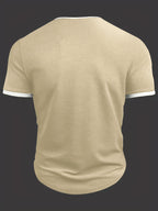 Pearson OBM Summer Men's New Solid Color Comfortable Casual Sporty Fashionable Versatile Notch Lapel Men's Apparel - Khaki