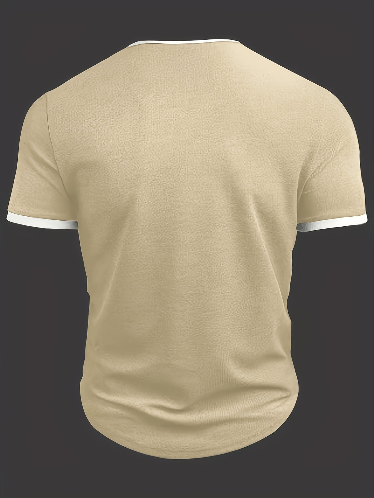 Pearson OBM Summer Men's New Solid Color Comfortable Casual Sporty Fashionable Versatile Notch Lapel Men's Apparel - Khaki