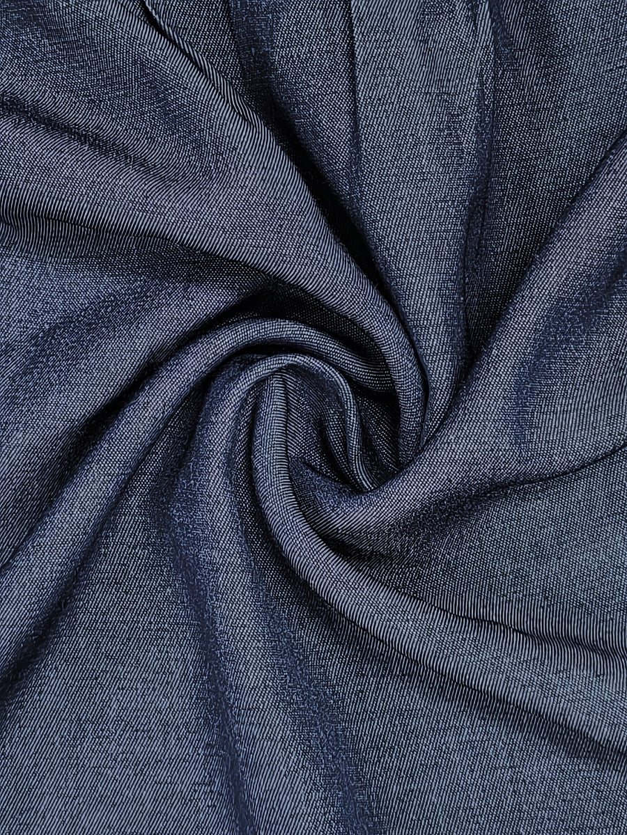 [Printed Pants - Not Denim Fabric] Women's Summer/Autumn Casual Elegant High-Quality Rayon Imitation Denim Color Comfortable Elastic Waistband Drawstring Fashion Solid Color Pleated Layered Skirt - Navy Color