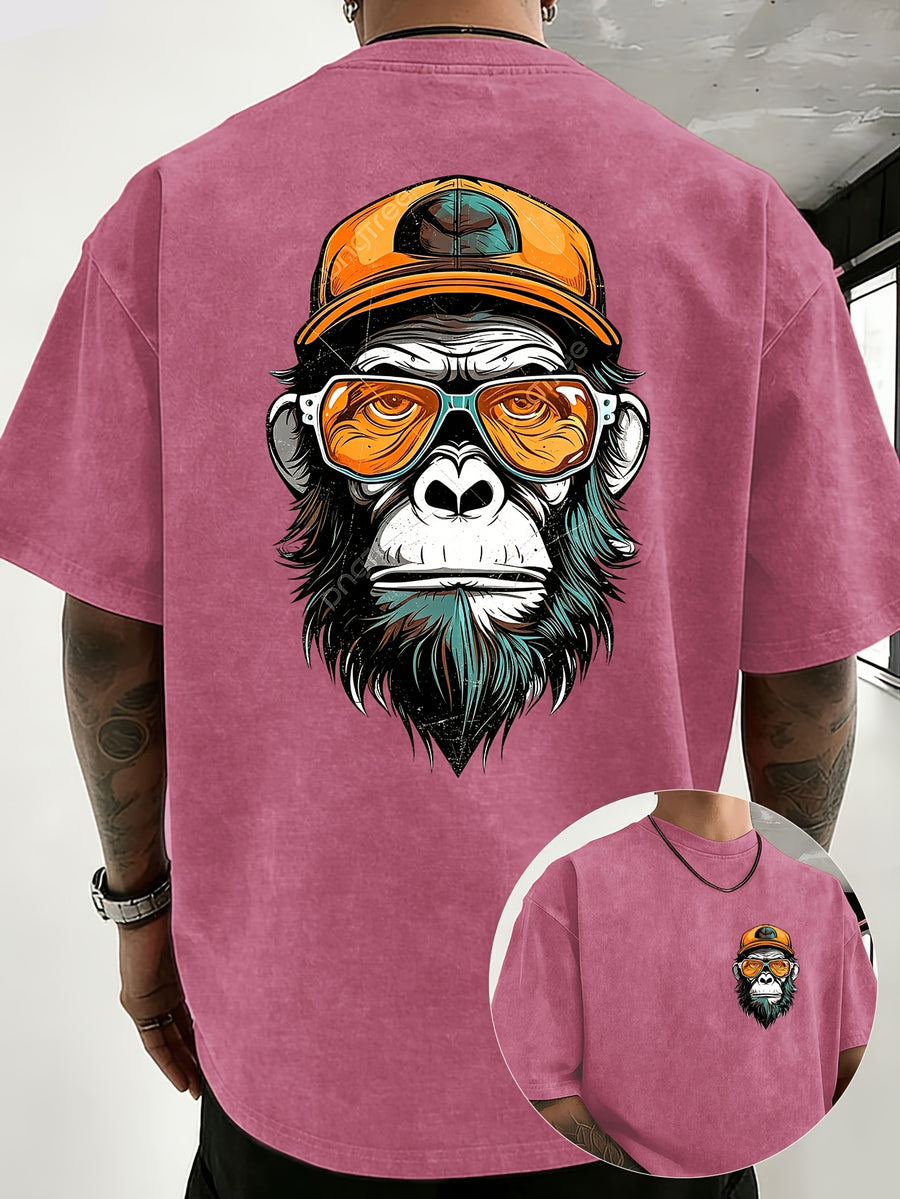 Summer Hot Item Unisex T-Shirt, Retro Distressed Style And Super Good Look! Pure Main Material, Breathable And Skin-Friendly, Comfortable to Wear, Suitable for Casual Commute, Sports Fitness, Outdoor Travel. Double-Sided Positioning Print - Rose Red