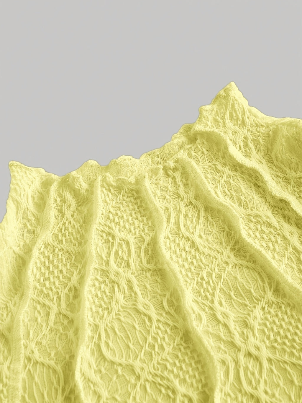 Lace Floral Jacquard Thin Women'S T-Shirt, Dreamy And Romantic, Suitable for Dates, Gatherings, Summer And Spring Wear, Spring Break, Vacation, Picnic, Holiday, Birthday, Etc - 【Light Yellow】