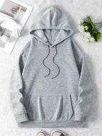 A Women'S Top Featuring a Cat Care Print, Perfect for The Back-To- Season. This Casual Pullover Hoodie Has a Kangaroo Pocket And Is Designed for Autumn And Winter - Grey