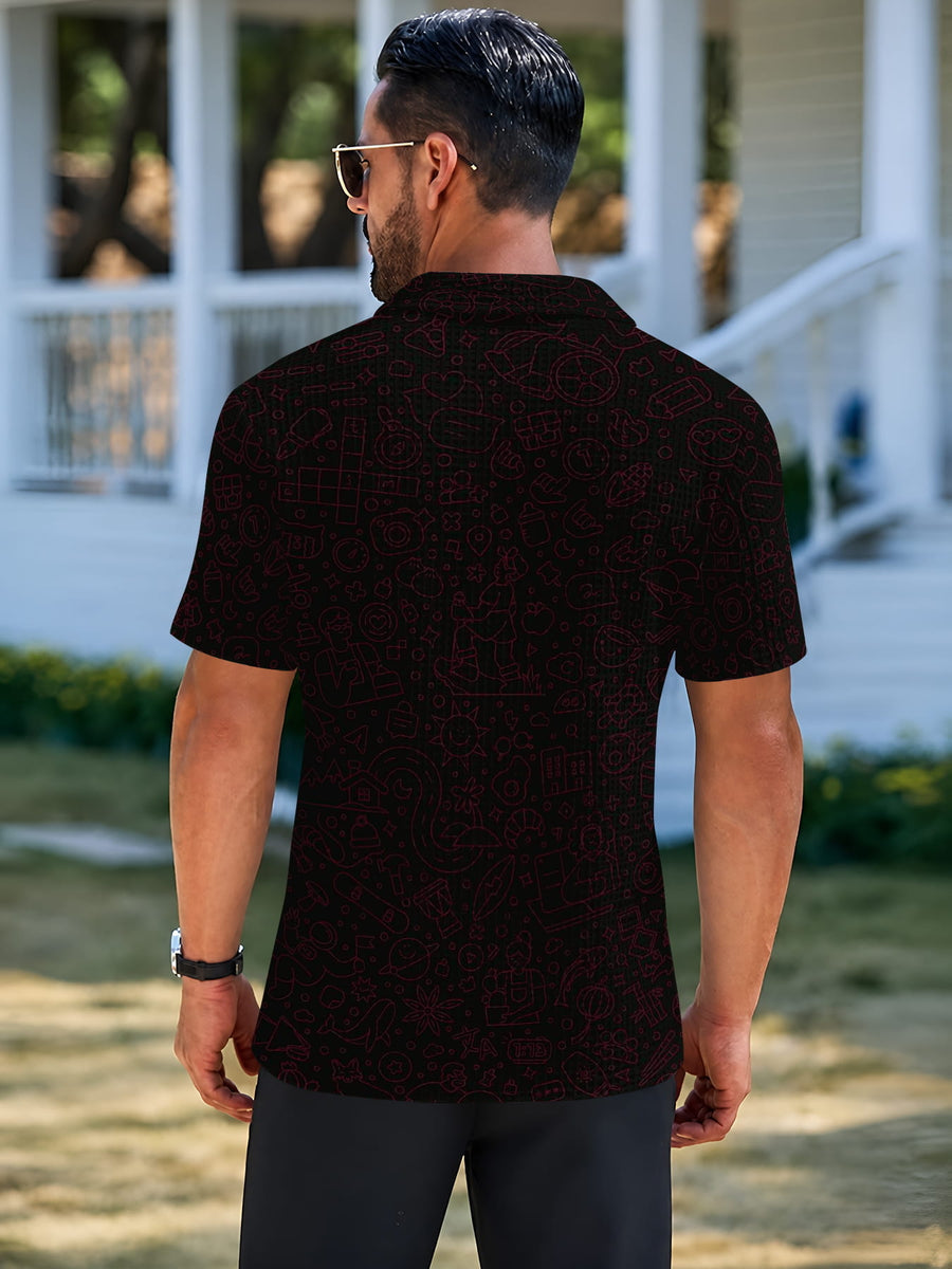 Men'S Summer Waffle-Weave Collar Short Sleeve, Half-Zip Design Casual Polo Shirt, Lightweight Breathable Daily Versatile Top - Mixed colors