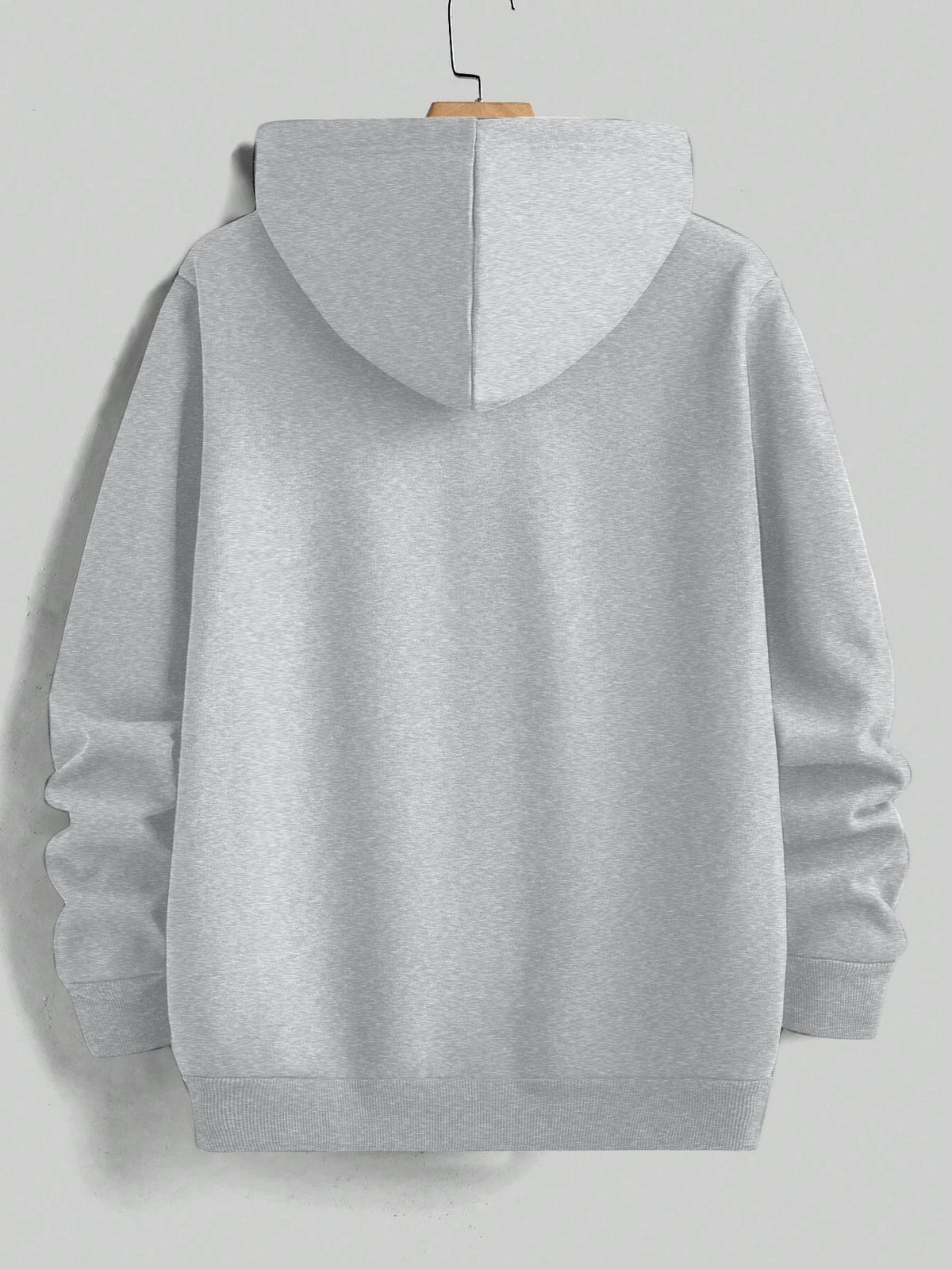 American Vintage Small Square Logo Hooded Sweatshirt for Men, Casual Hoodie, Trendy and Versatile for Daily Wear, Long-Sleeve Top - Light Grey
