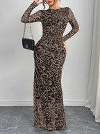 Women's Fashion Mesh Dress - Dark Brown