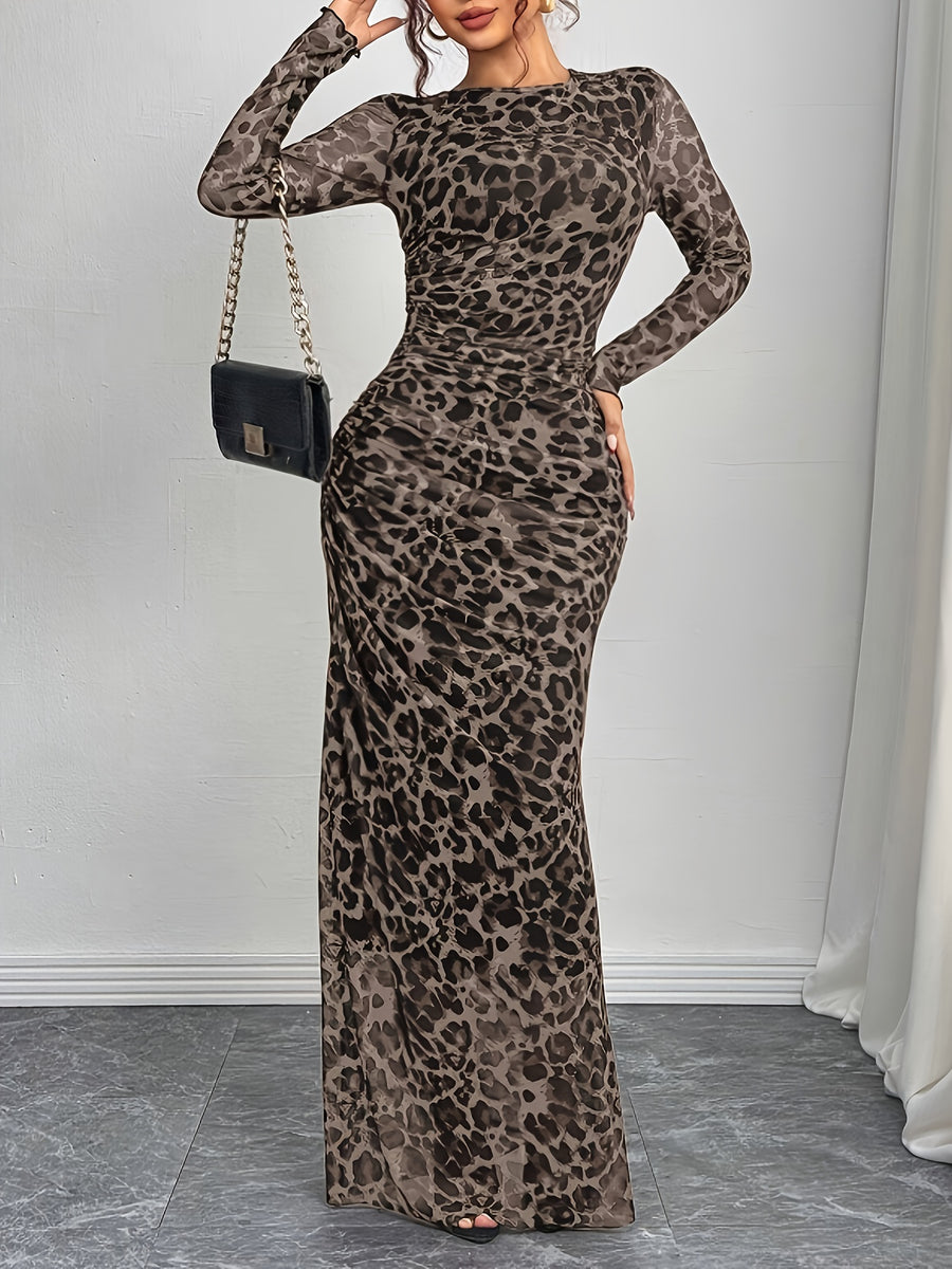Women's Fashion Mesh Dress - Dark Brown
