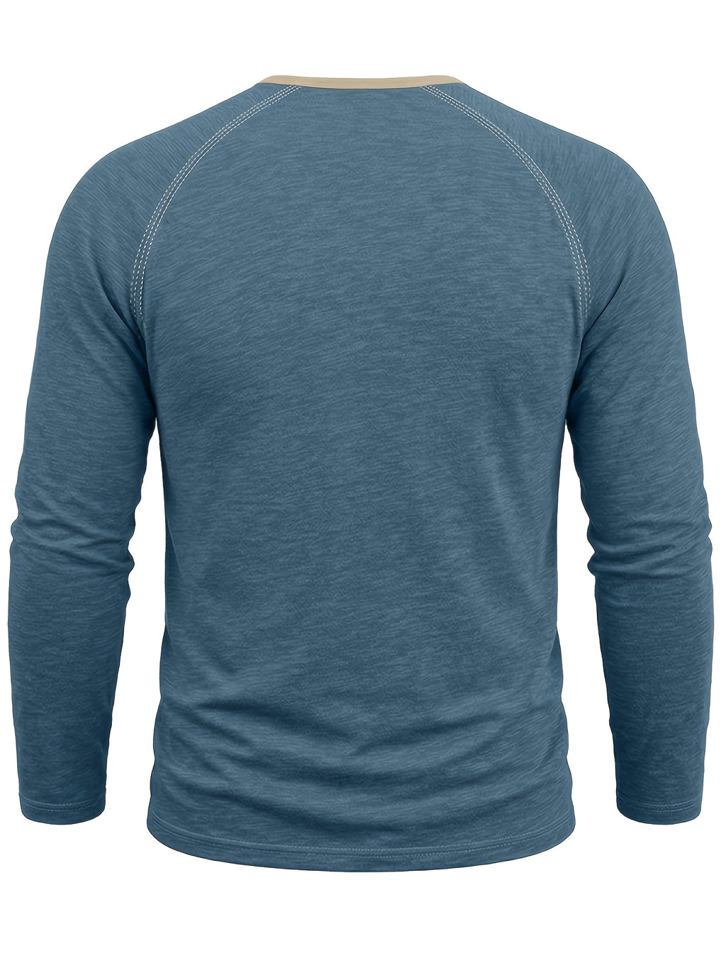 Autumn Winter Men'S Henley Shirt, Fashion Casual New Long Sleeve Men'S Top, Round Neck Button-Up Base Layer T-Shirt - Dark Blue 1